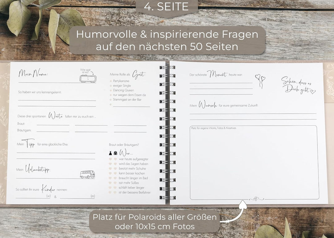 Love Notes Gästebuch Hochzeit mit Fragen zum Ausfüllen – Hochwertiges Hochzeitsbuch für unvergesslic