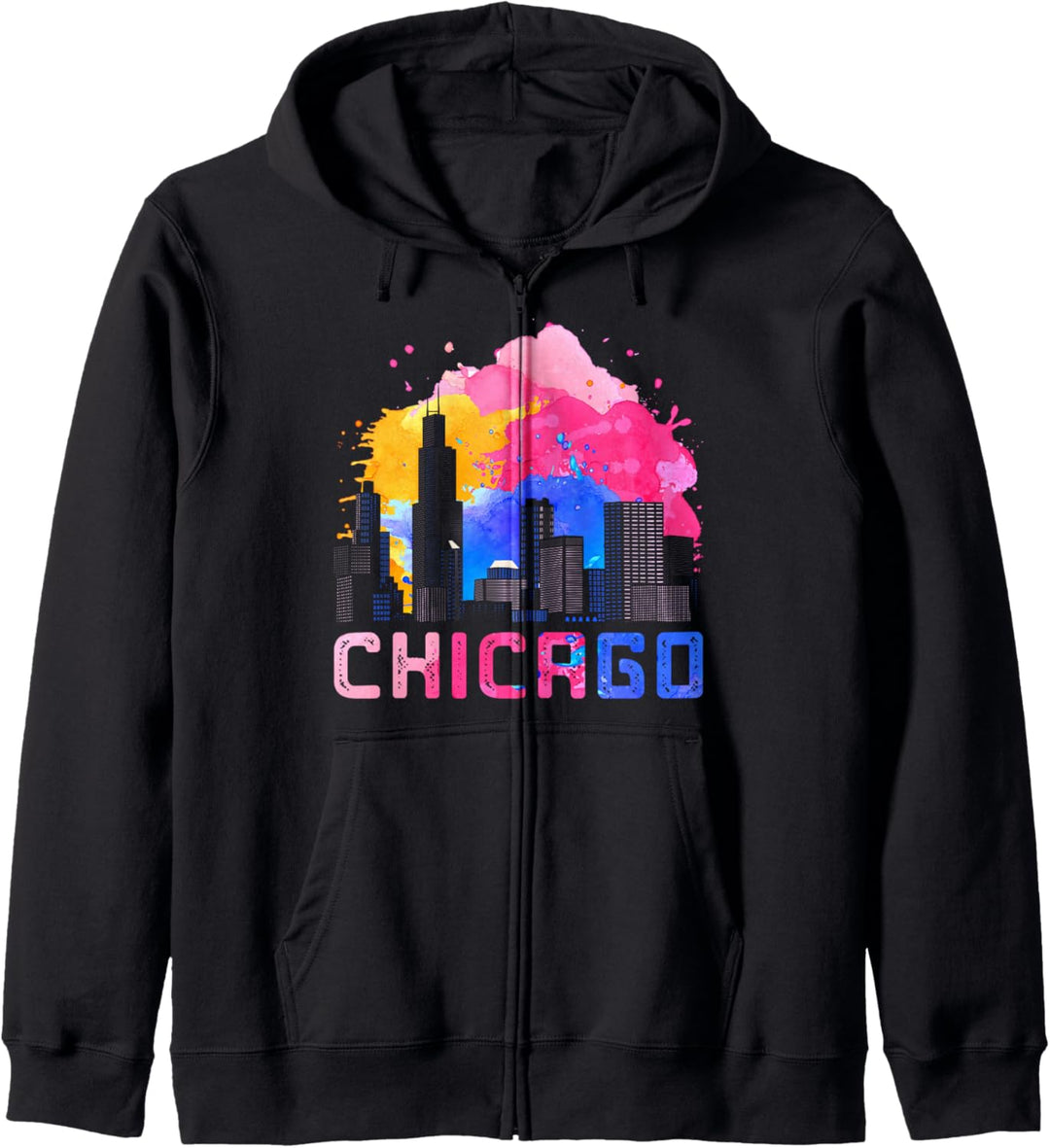 Chicago Skyscape Retro Illinois Geschenkidee Vintage Kapuzenjacke