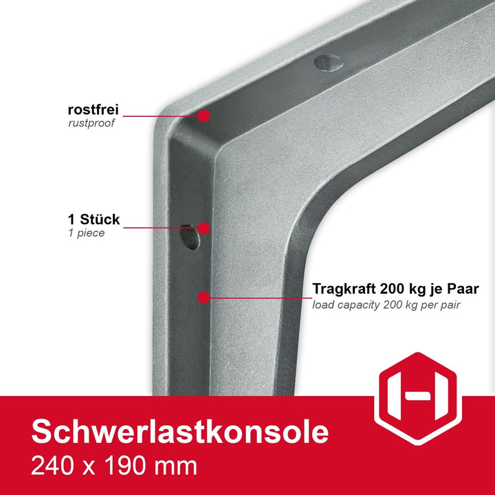 Gedotec Schwerlastkonsole Alu Regal-Konsole | SPARTA | Tiefe: 240 mm | 6 Stück | Schwerlastträger au