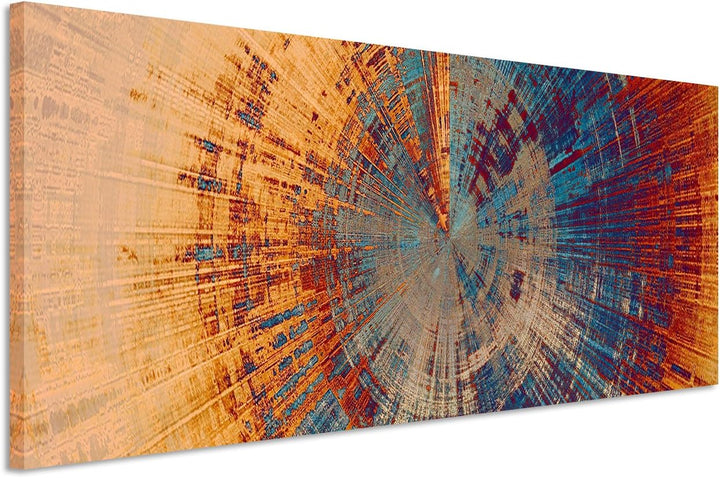 Wandbild 150x50cm Vintage Gemälde eines Baum Querschnitts auf Leinwand für Wohnzimmer, Büro, Schlafz
