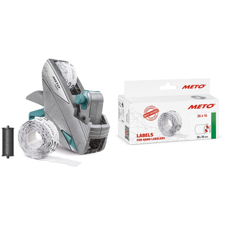 Meto Classic S Preisauszeichner Set – Preis &amp; Preisauszeichner Etiketten (26x16 mm, 2-zeilig, 6.000