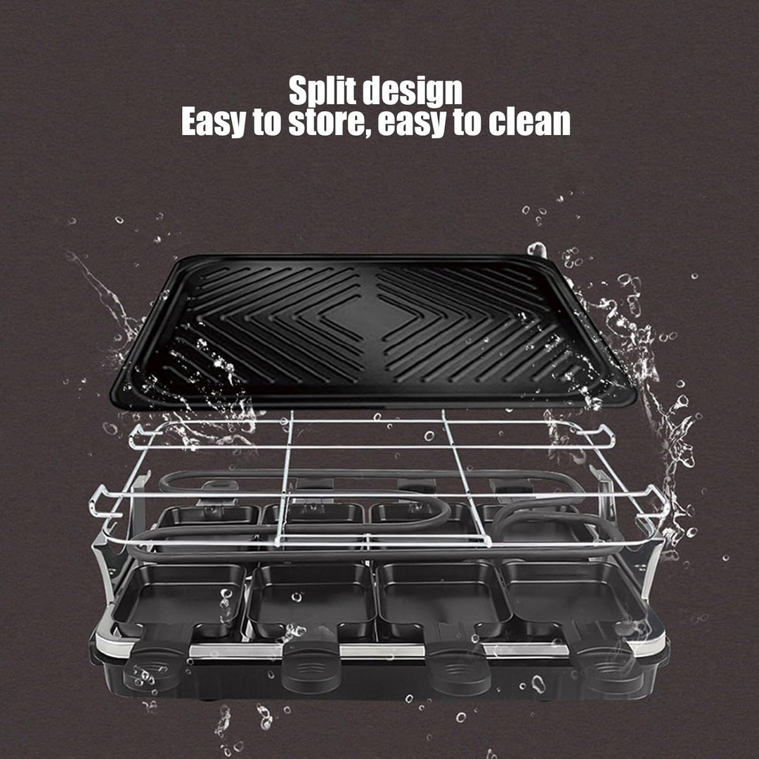 Elektrisch Grill Raclette 2 Personen, 1300W Tragbarer Elektrogrill Tischgrill mit Abnehmbare Grillpl