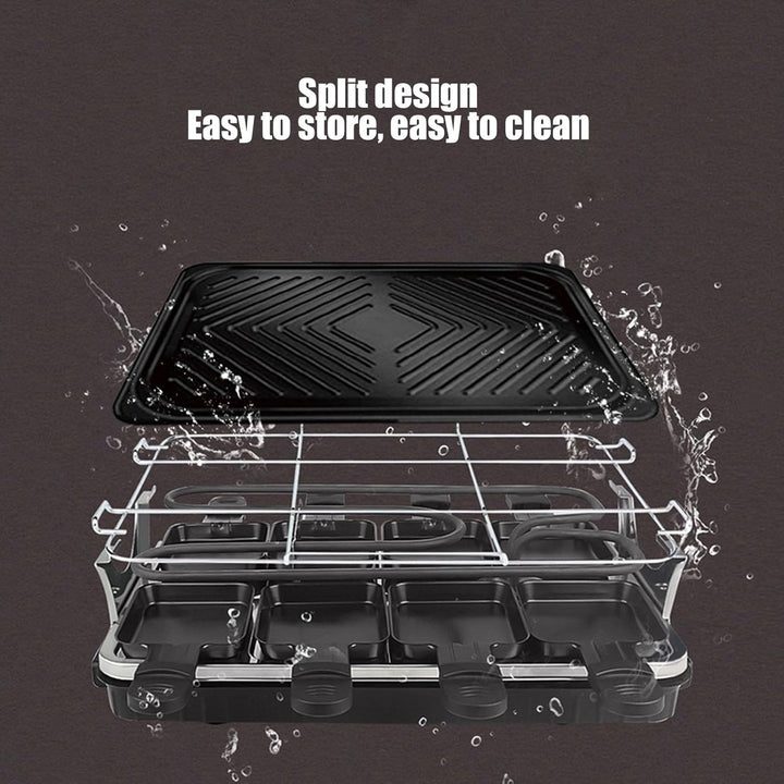 Elektrisch Grill Raclette 2 Personen, 1300W Tragbarer Elektrogrill Tischgrill mit Abnehmbare Grillpl
