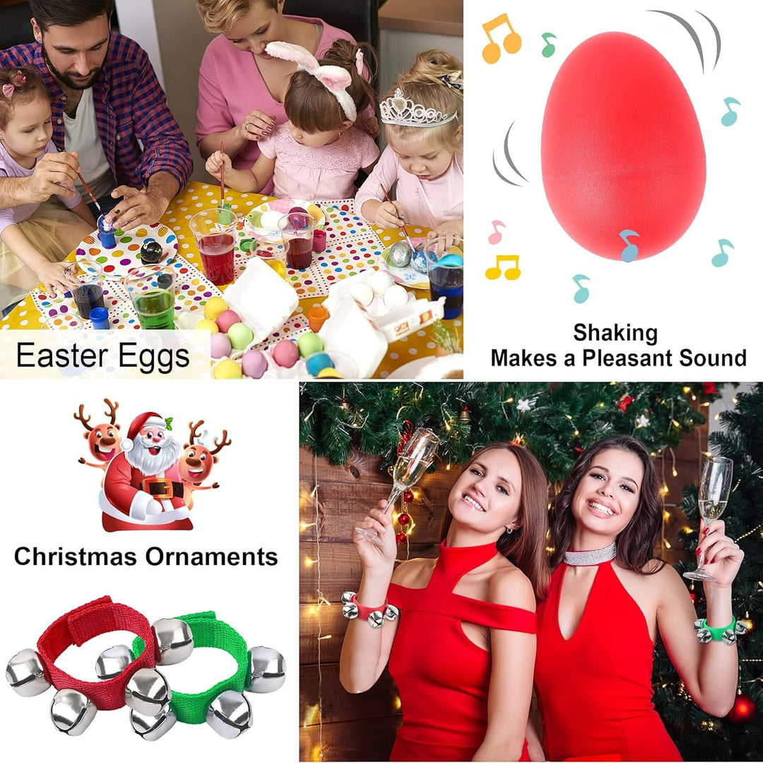Augshy 24 Stück Shaker Musikinstrumente für Kinder, 12 Stück Eier-Shaker und 12 Stück Handgelenk Han
