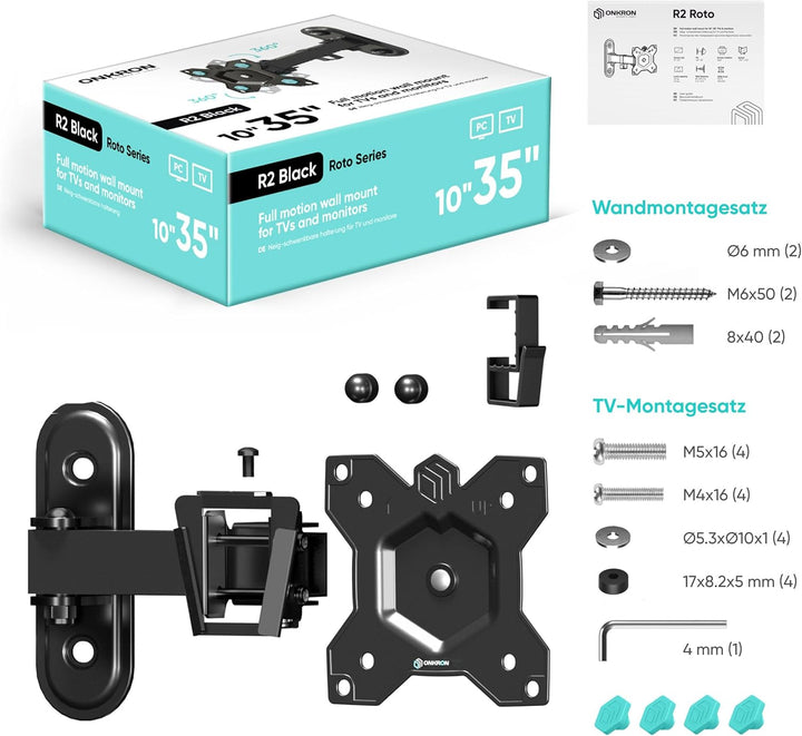 ONKRON Monitor Wandhalter schwenkbar & neigbar für 10-32 Zoll TV Wandhalterung, Flach&Curved Bildsch