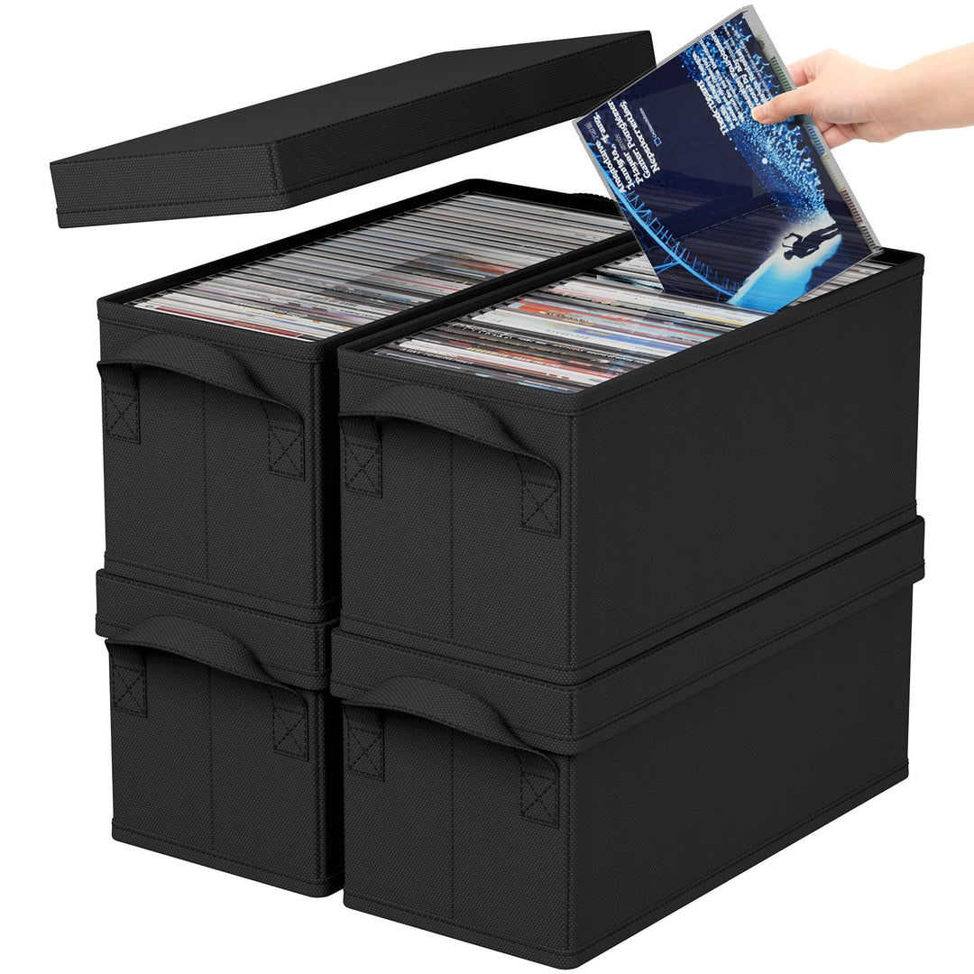 Lifewit CD Aufbewahrungsbox, Stapelbarer CD Aufbewahrungsbehälter, faltbarer CD Behälter mit Deckel,