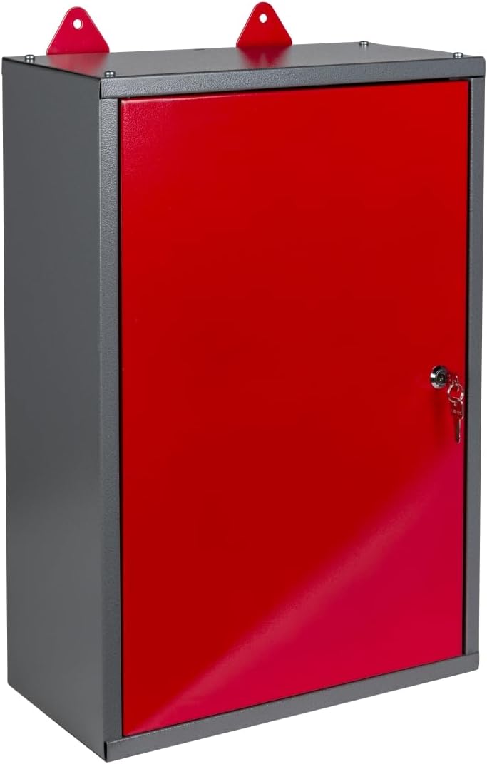 Werkstattschrank bzw. Schlüsselschrank aus Metall mit verschliessbarer Tür, einem Einlegeboden, eine