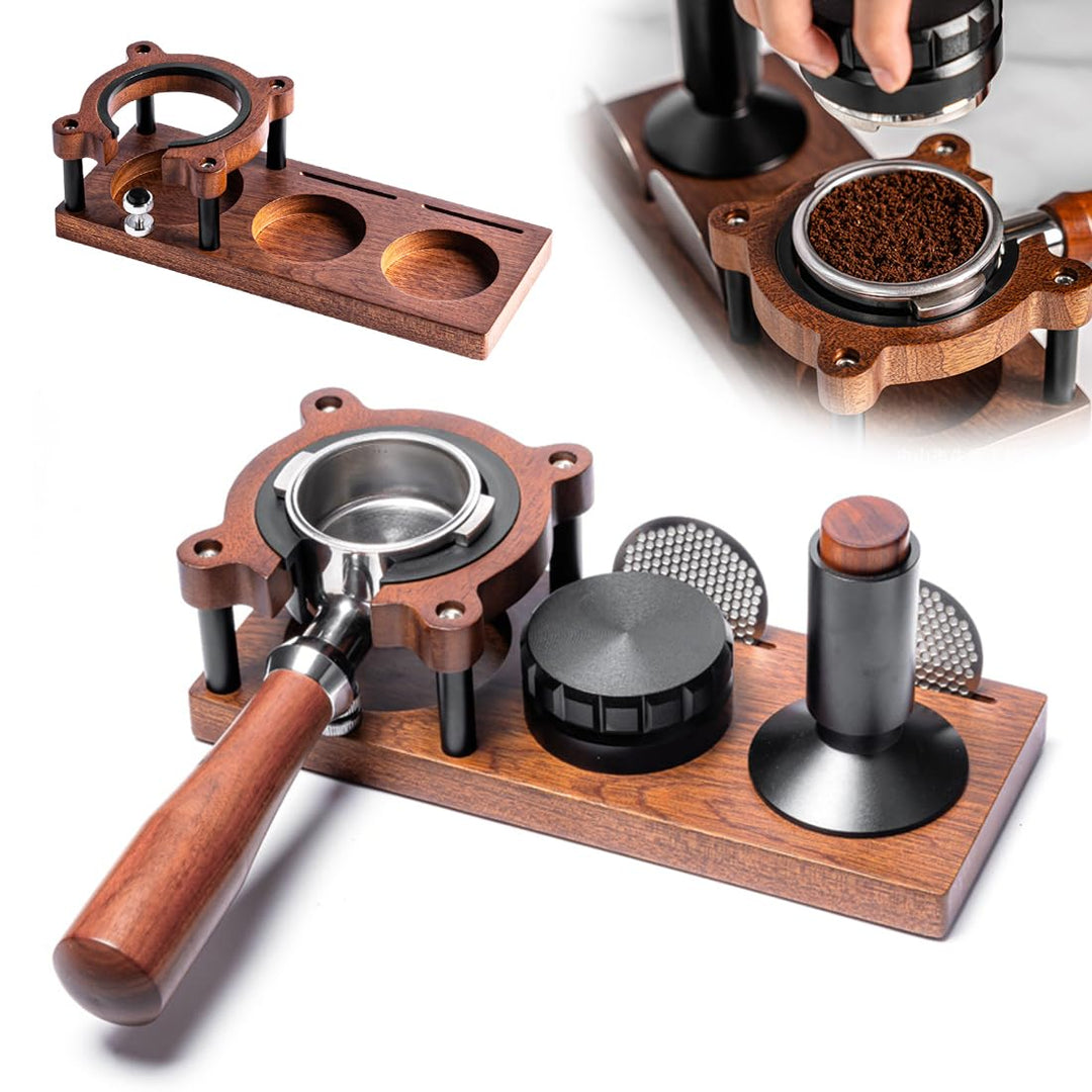 Tamperstation 58mm/51mm-54mm, Espresso Tamper Station, Tamperstation Holz für Siebträger, Barista Ta