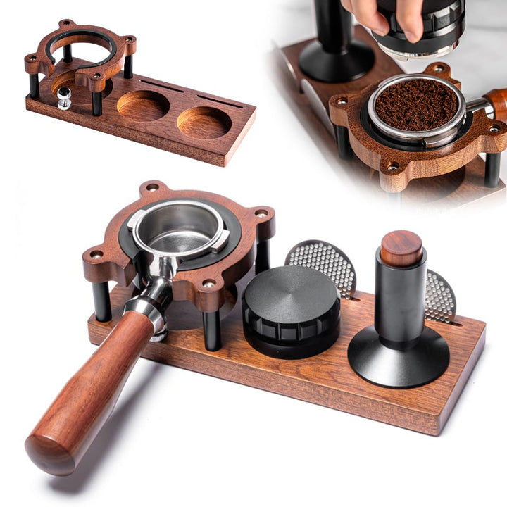 Tamperstation 58mm/51mm-54mm, Espresso Tamper Station, Tamperstation Holz für Siebträger, Barista Ta