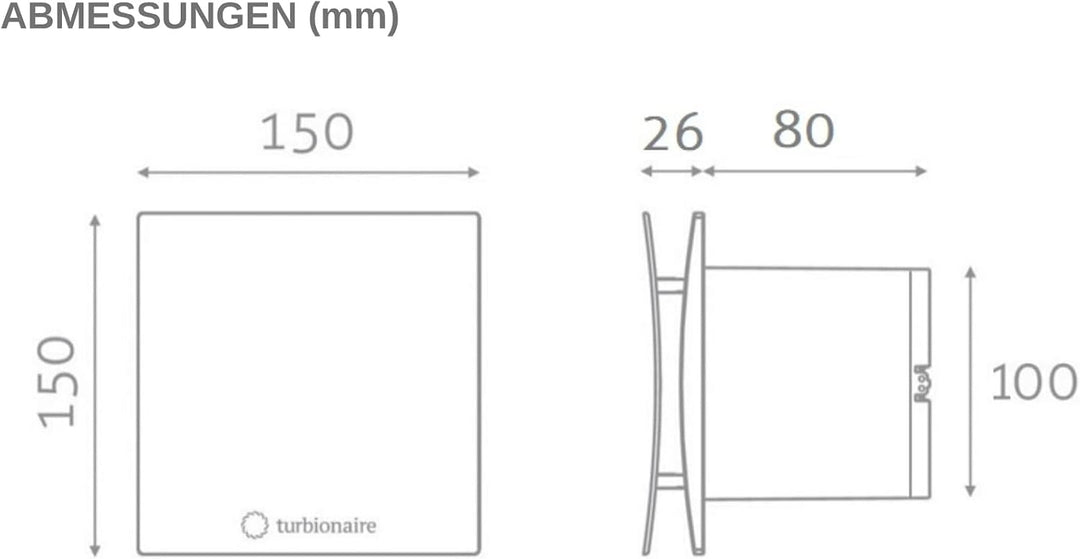 Turbionaire Arte 100 SC Bad Ventilator 100mm Verchromt für die Evakuierung Standard für Bad, Küche,