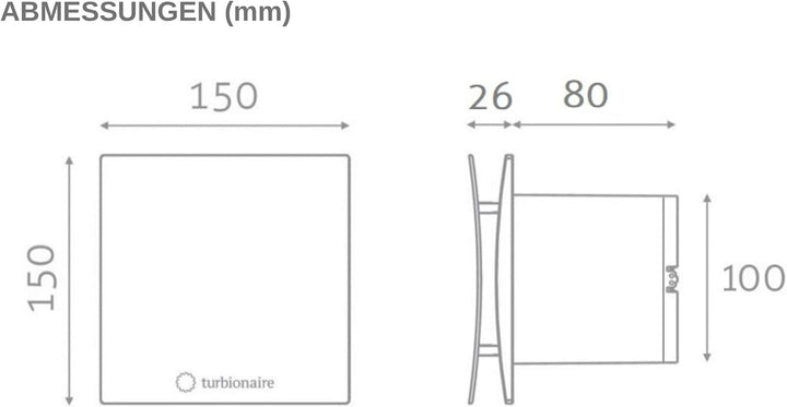 Turbionaire Arte 100 SC Bad Ventilator 100mm Verchromt für die Evakuierung Standard für Bad, Küche,