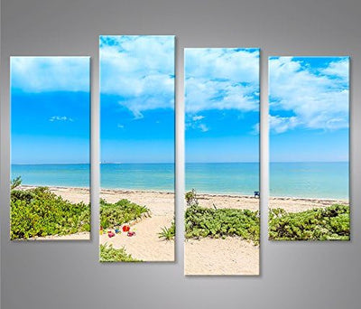 islandburner Bild Bilder auf Leinwand Strand und Meer 4er XXL Poster Leinwandbild Wandbild Dekoartik