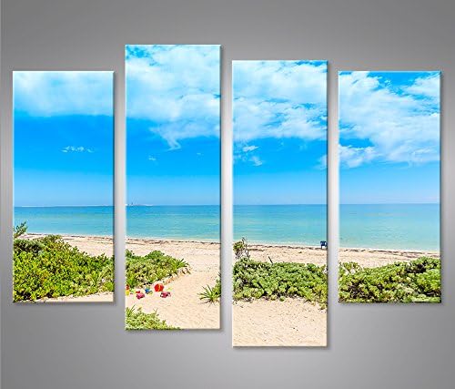 islandburner Bild Bilder auf Leinwand Strand und Meer 4er XXL Poster Leinwandbild Wandbild Dekoartik