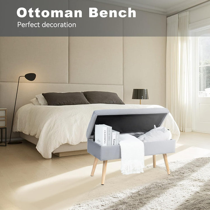 Hawthyhome Sitzbank mit Stauraum 80 × 35 × 43 cm, Sitztruhe mit Aufbewahrungsbox Truhenbank Samt Pol