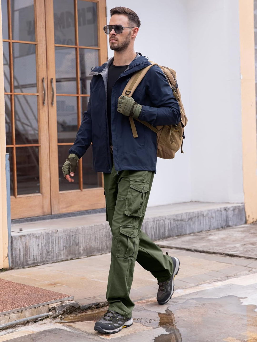 Herren Cargohose Baumwolle Baggy Chino Hosen Freizeit Outdoorhose Arbeitshose Trouser Pants, S Gr&#x