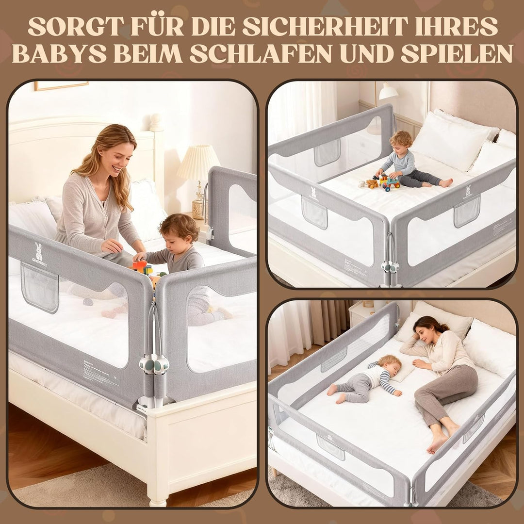 Rausfallschutz Boxspringbett,Rausfallschutz Bett 200cm,Bettschutzgitter für Babys und Kinder,Bettgit