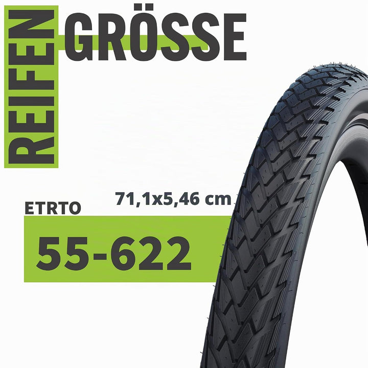 Schwalbe Fahrradreifen Green Marathon 28 Zoll – Verschiedene Grössen (37-622 bis 55-622) – Optional