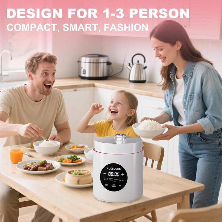 Audecook Reiskocher Klein [1,5l],Edelstahl-Dampfgarer-Einsatz Mit Antihaftbeschichteter Inner Gartop