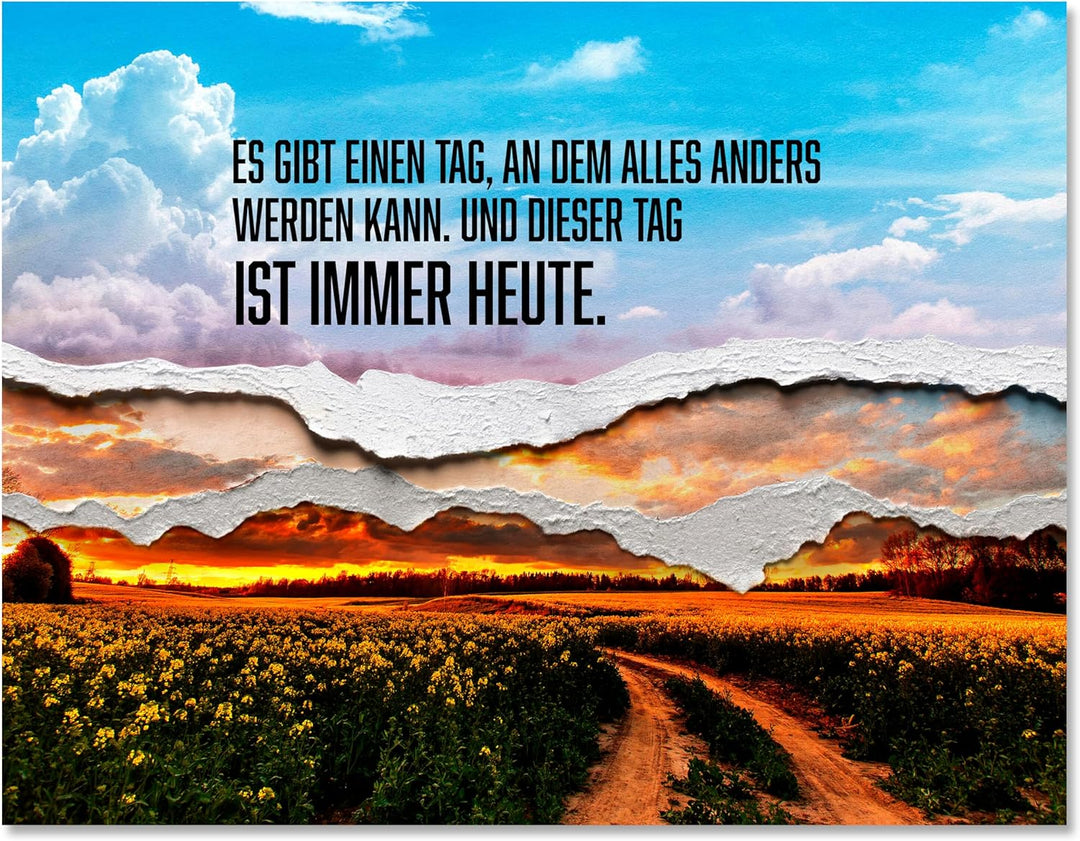 wandmotiv24 Leinwandbild Motivation, 40x30cm, Querformat, Heute ist Alles Anders, Deko, Bilder auf L
