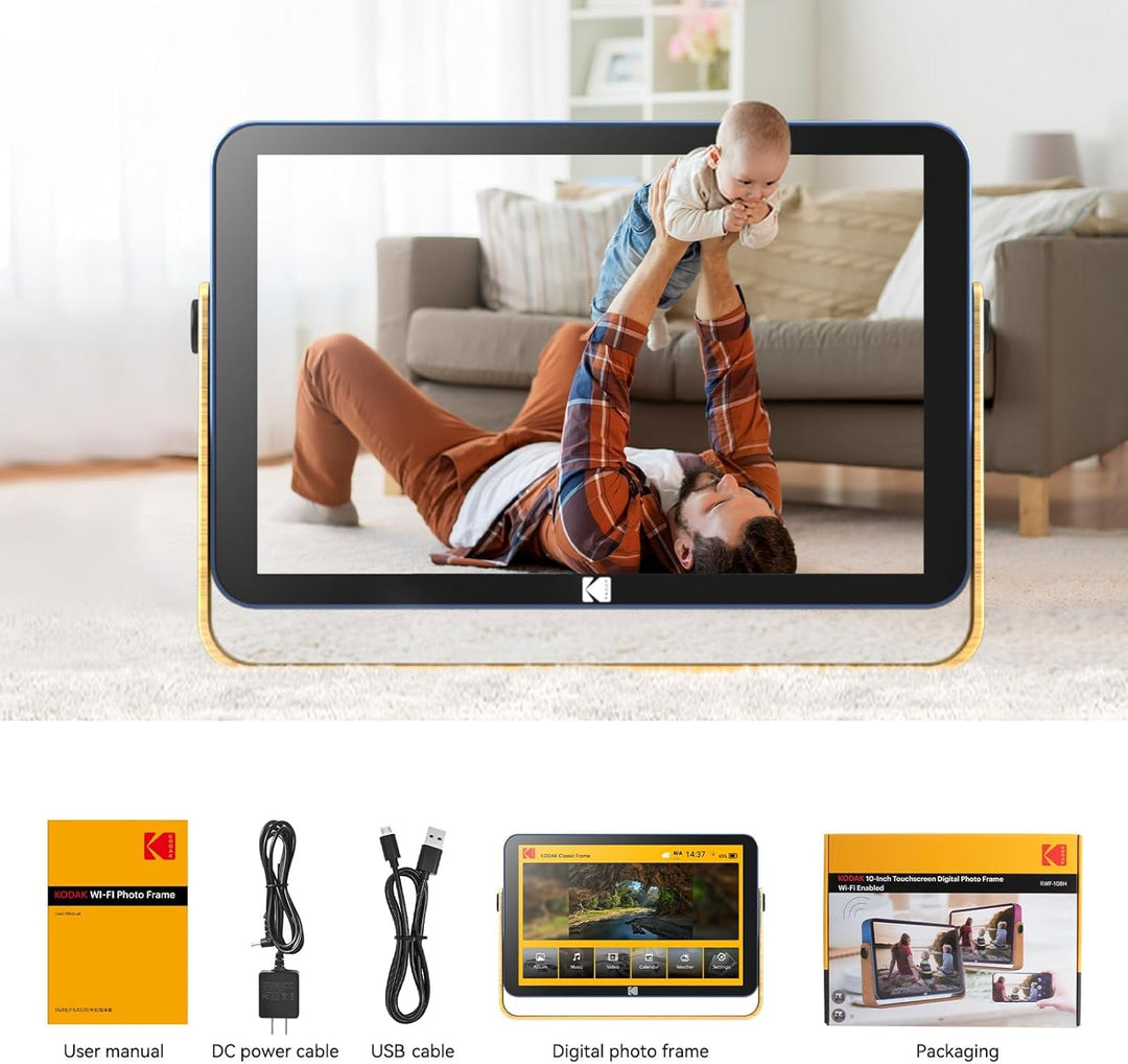 Digitaler Bilderrahmen mit Akku, KODAK WLAN Digitale Bilderrahmen 10 Zoll mit 16 GB Speicher, Elektr