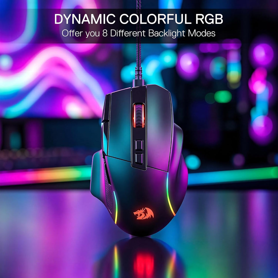 Redragon M925 Kabelgebundene Gaming-Maus, 24.000 DPI Optische Maus 10 programmierbaren Tasten, ergon