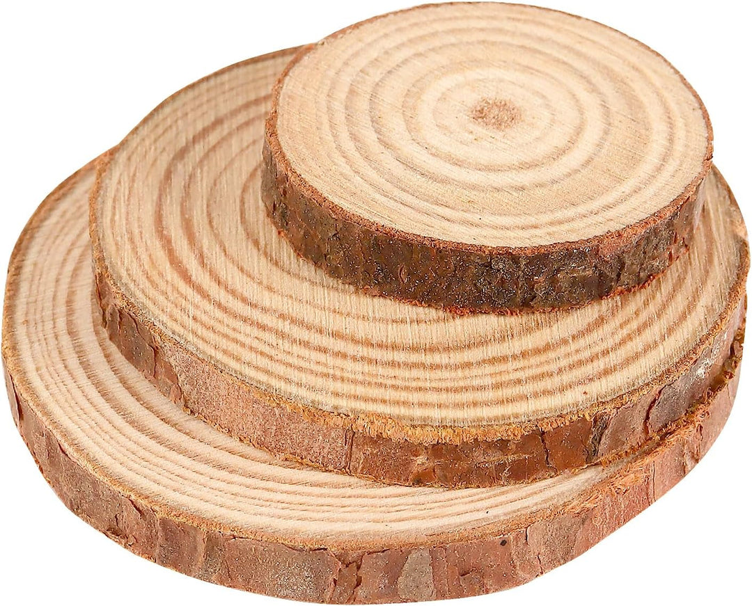 120 Stück Holzscheiben Klein Set, 3-4/4-5/5-6cm Durchmesser Runde Baumscheiben zum Basteln Holz Log