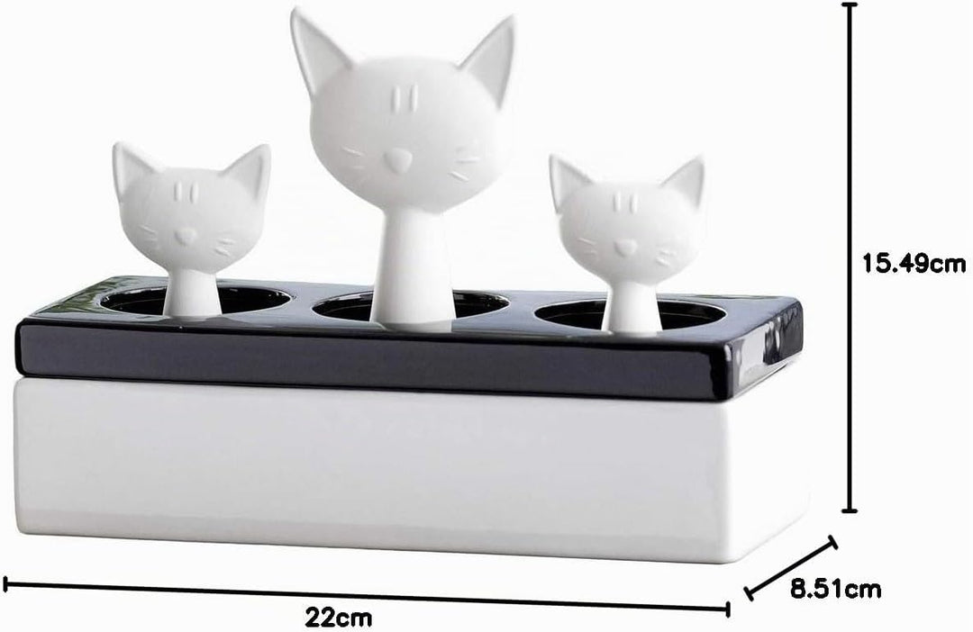 Wenko 52608100 Luftbefeuchter Katzenfamilie - Keramik-Verdunster, 22 x 15.5 x 8.5 cm, weiss-schwarz