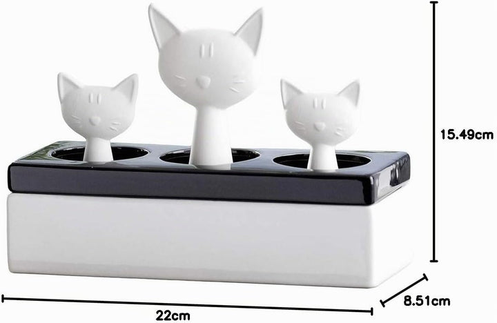 Wenko 52608100 Luftbefeuchter Katzenfamilie - Keramik-Verdunster, 22 x 15.5 x 8.5 cm, weiss-schwarz