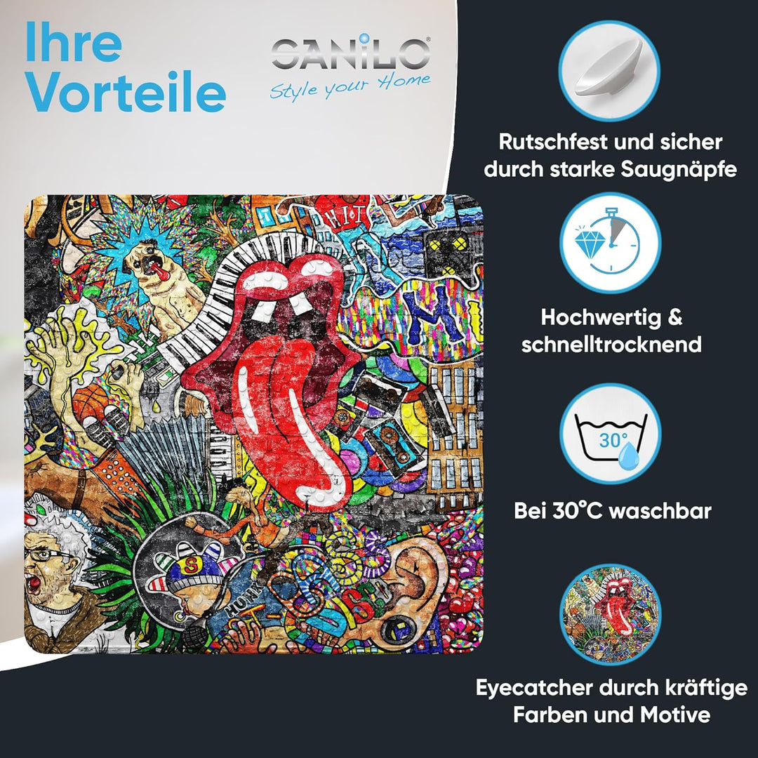 Sanilo Badematte 53 x 53 cm, rutschfeste Duschmatte für Dusche und Badewanne, Antirutschmatte maschi