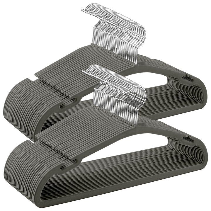 SONGMICS Kleiderbügel Samt, Bügel 50er Set, 43 x 21 cm, Samtbügel rutschfest, breite Schulterkerben,