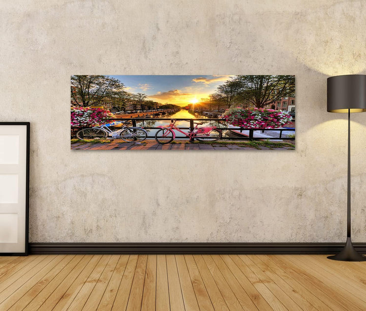islandburner Bild auf Leinwand Schöner Sonnenaufgang Über Amsterdam In Den Niederlanden Mit Blumen U