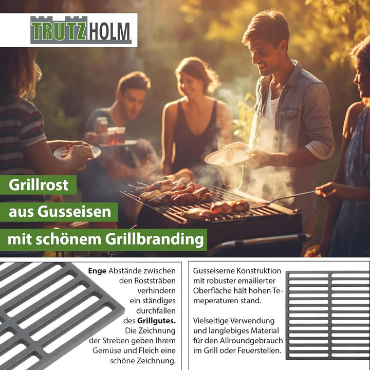 TRUTZHOLM Grillrost 60x40cm rechteckig emailliert Rost Grillgitter Gusseisen Grillplatte