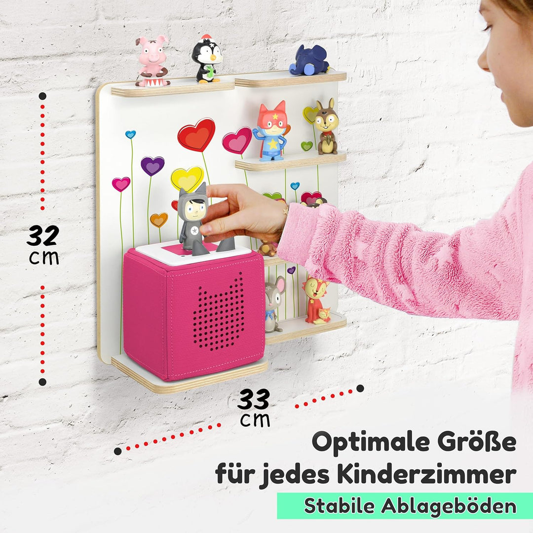 stadtecken Holzregal für Musikbox – Passend für Toniebox & ca. 30 Tonies | Perfekte Aufbewahrung für