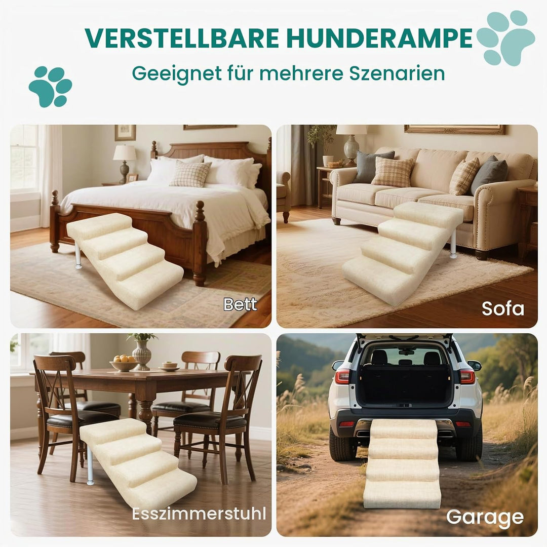 Hundetreppe rutschfeste Hunderampe Weiche Haustiertreppe Höhenverstellbar Mehrstufig wählbar Haustie