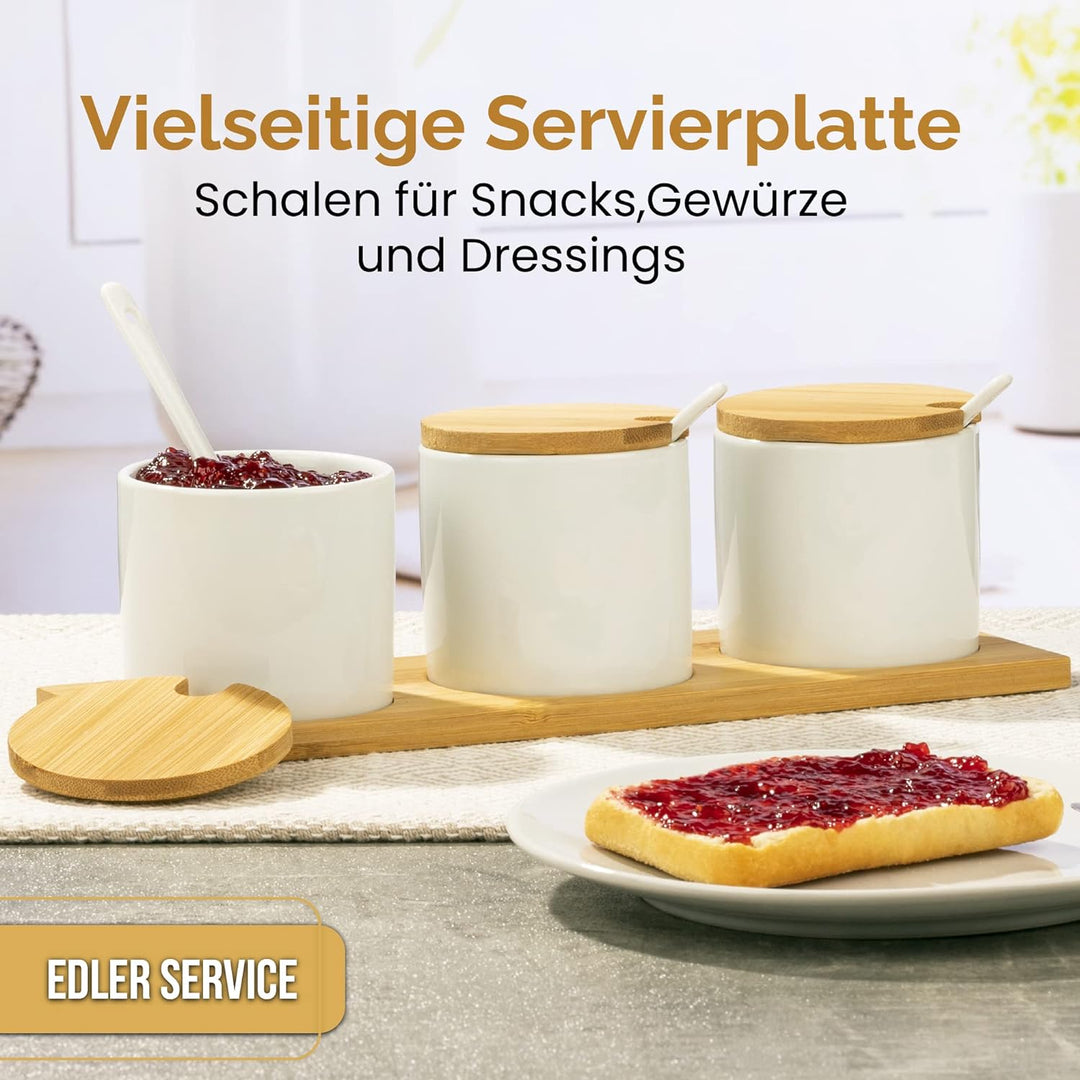 easy line Gewürzschalen | Zuckerdose mit Deckel & Löffel | Servierschalen Set stilvolle Schälchen fü