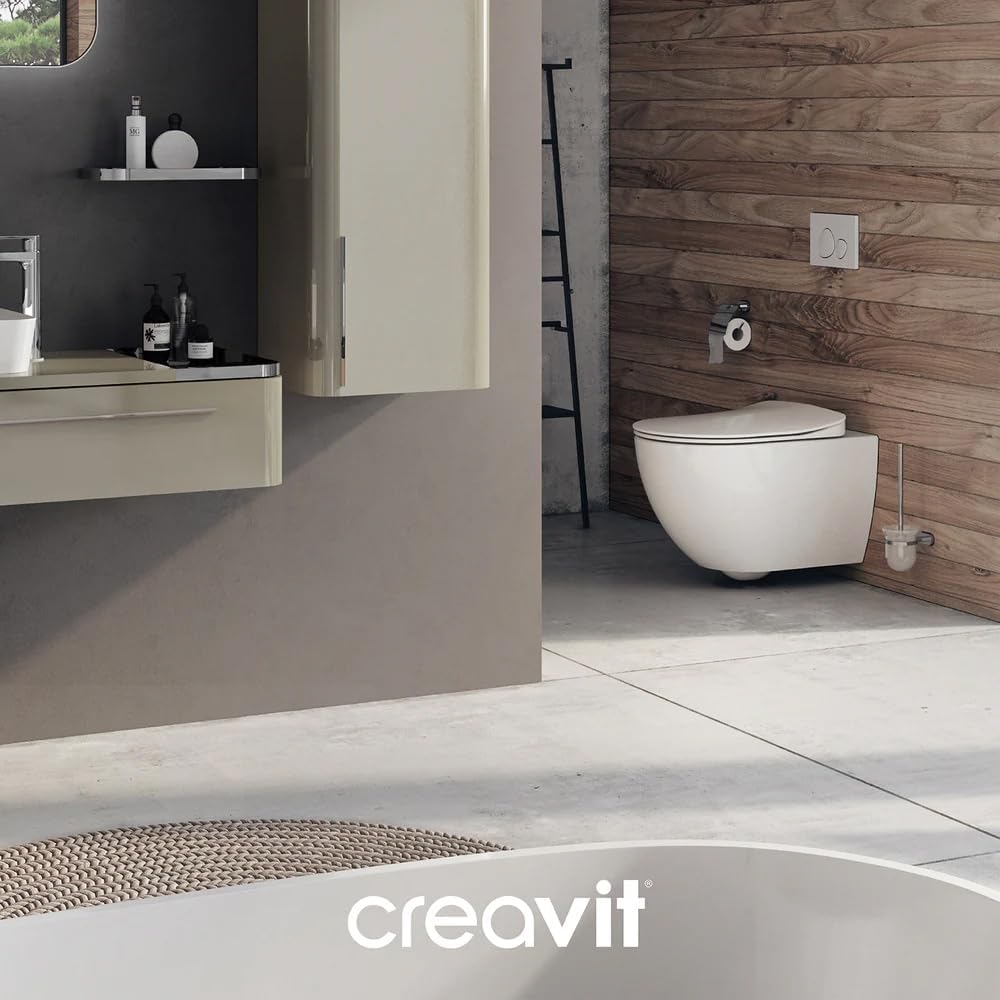 Creavit Dusch-WC Hänge-WC Bidet | Spülrandloses Wand WC mit Soft Close Deckel mit Bidet-Funktion ohn