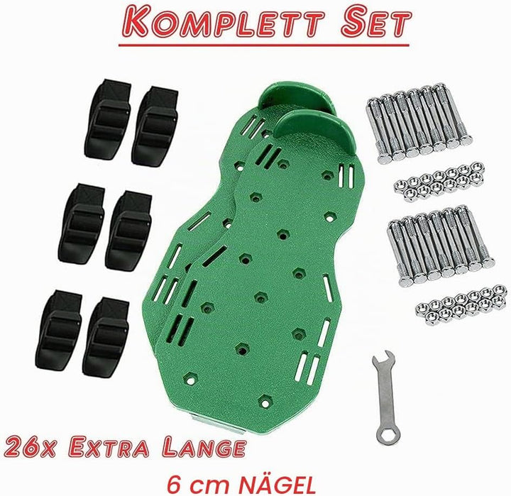 Premium Rasenbelüfter mit vollen 6 cm Tiefe Rasenlüfter Estrichschuhe Vertikutierer Rasen Schuhe Nag