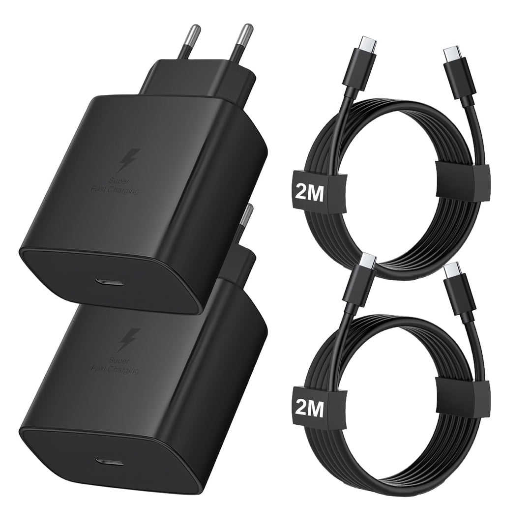 2 Pack 45W USB C Schnellladegerät mit 2m USB-C Schnellladekabel, PPS-Schnellladen Netzteil für Samsu
