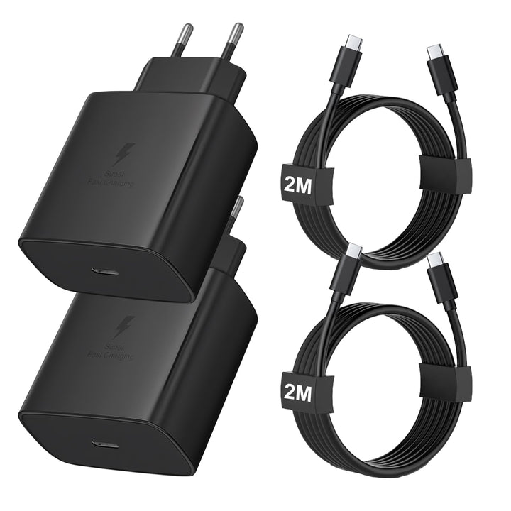 2 Pack 45W USB C Schnellladegerät mit 2m USB-C Schnellladekabel, PPS-Schnellladen Netzteil für Samsu