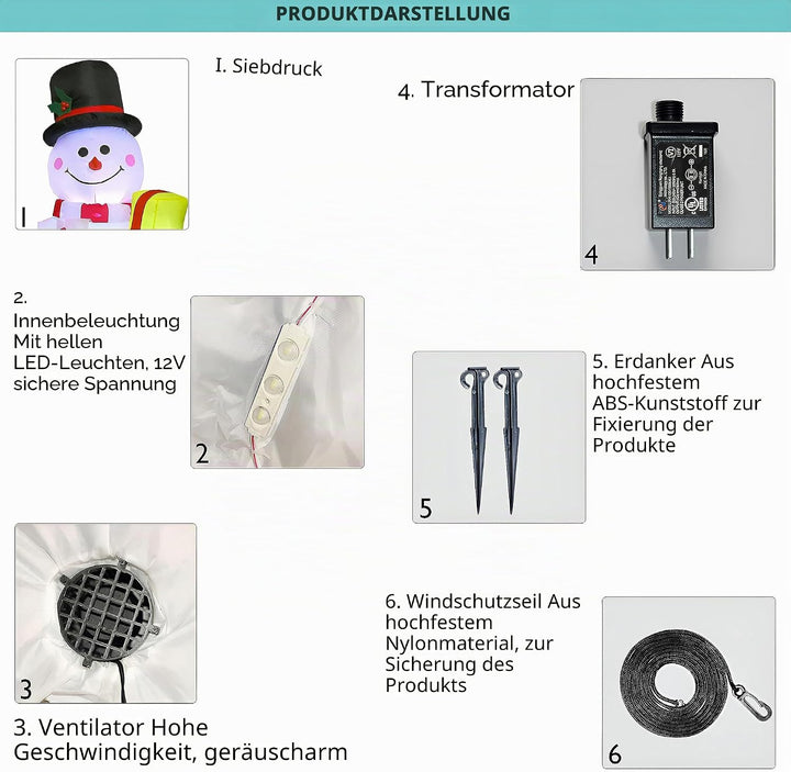 Weihnachten Aufblasbare Aussendekorationen, 5 FT Schneemann mit Hellen Lichtern, Weihnachten Blow Up