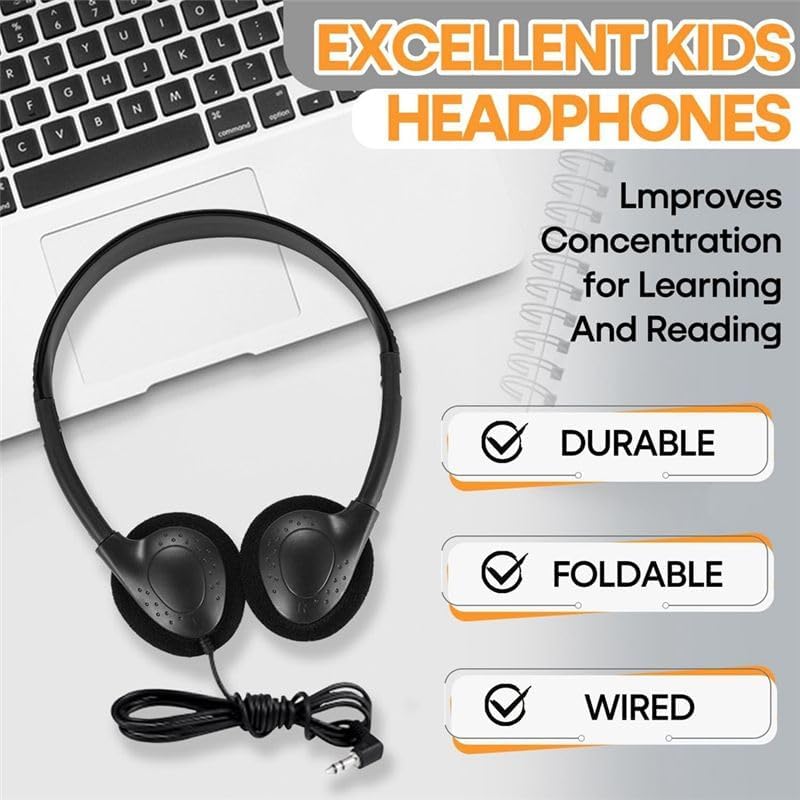 20 Pack Kabelgebundene Kopfhörer für Klassenzimmer, On-Ear Kopfhörer, Klarer Klang, Stereo Headset 3