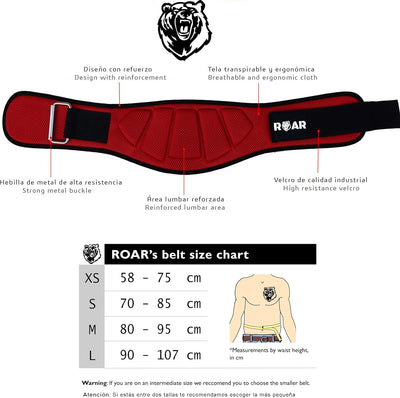 Roar® Gewichthebergürtel Herren und Damen, Lifting Belt for Gym, Powerlifting Gürtel Gewichtheben, W