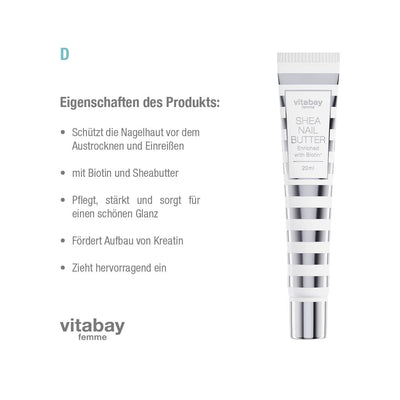 Vitabay Shea Nail Butter 2x 20 ml - Sheabutter Mit Biotin/Vitamin B7 - Nagelcreme Für Nagelhautpfleg