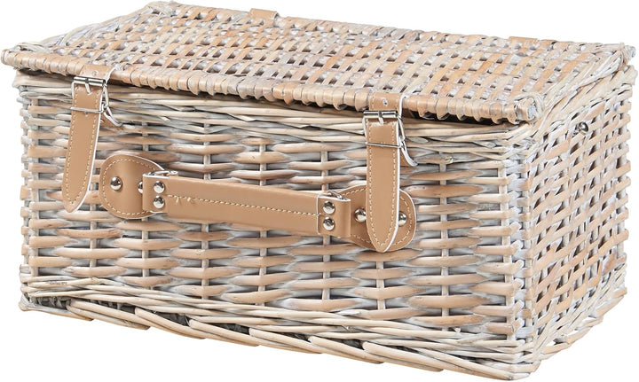 casa.pro Picknickkorb Lumparland Komplettset für 4 Personen Weidenkorb Picknickset aus Geschirr Gläs