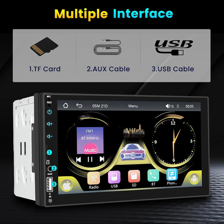 DAB/DAB+ Autoradio 2 DIN 7 Zoll Touchscreen mit Video-Ausgangsfunktion, Radio 2 Din Bluetooth mit Wi