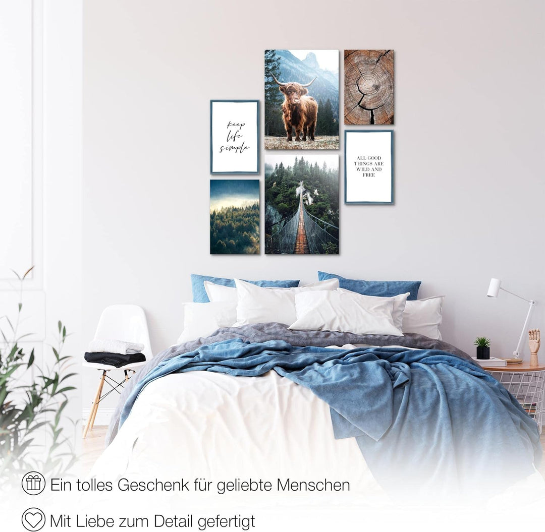 Novart Bilder Set - AUFHÄNGFERTIG - KEIN EXTRA RAHMEN BENÖTIGT - Landschaft Modern Natur Wald - Wohn