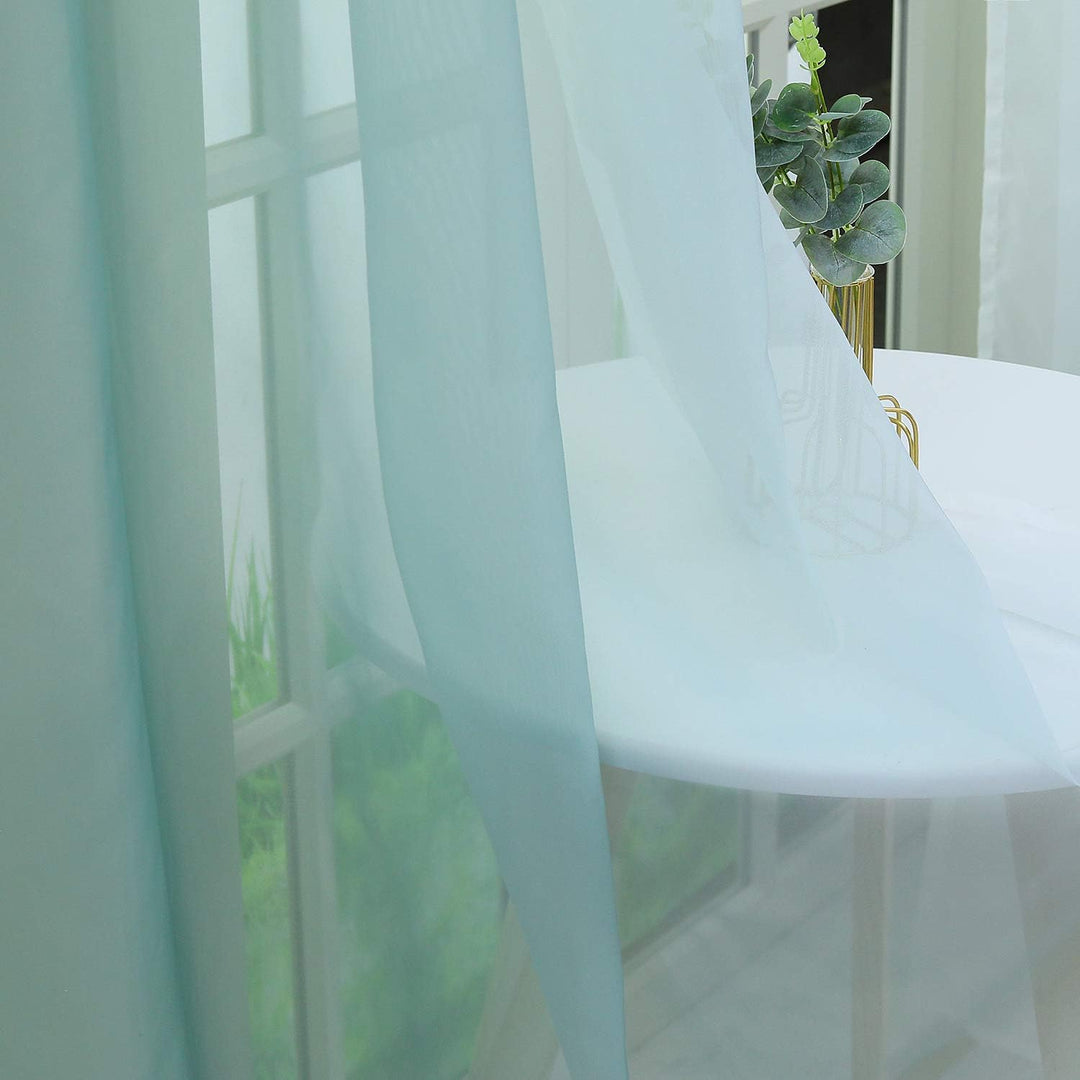 HongYa 2er-Pack Farbverlauf Gardinen Transparenter Voile Vorhänge Schals mit Kräuselband H/B 245/140