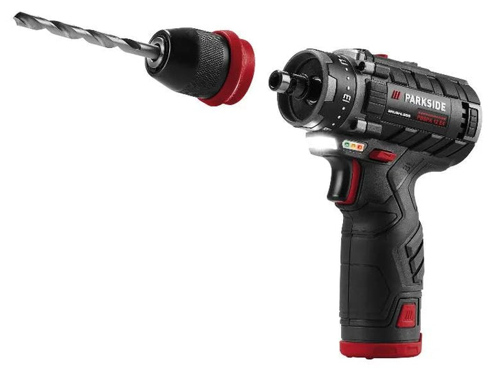 PARK SIDE PERFORMANCE Set Bohrmaschine Akkuschrauber 12 V PBSPA 12 – inkl. 2 Akkus Ladegerät Zubehör