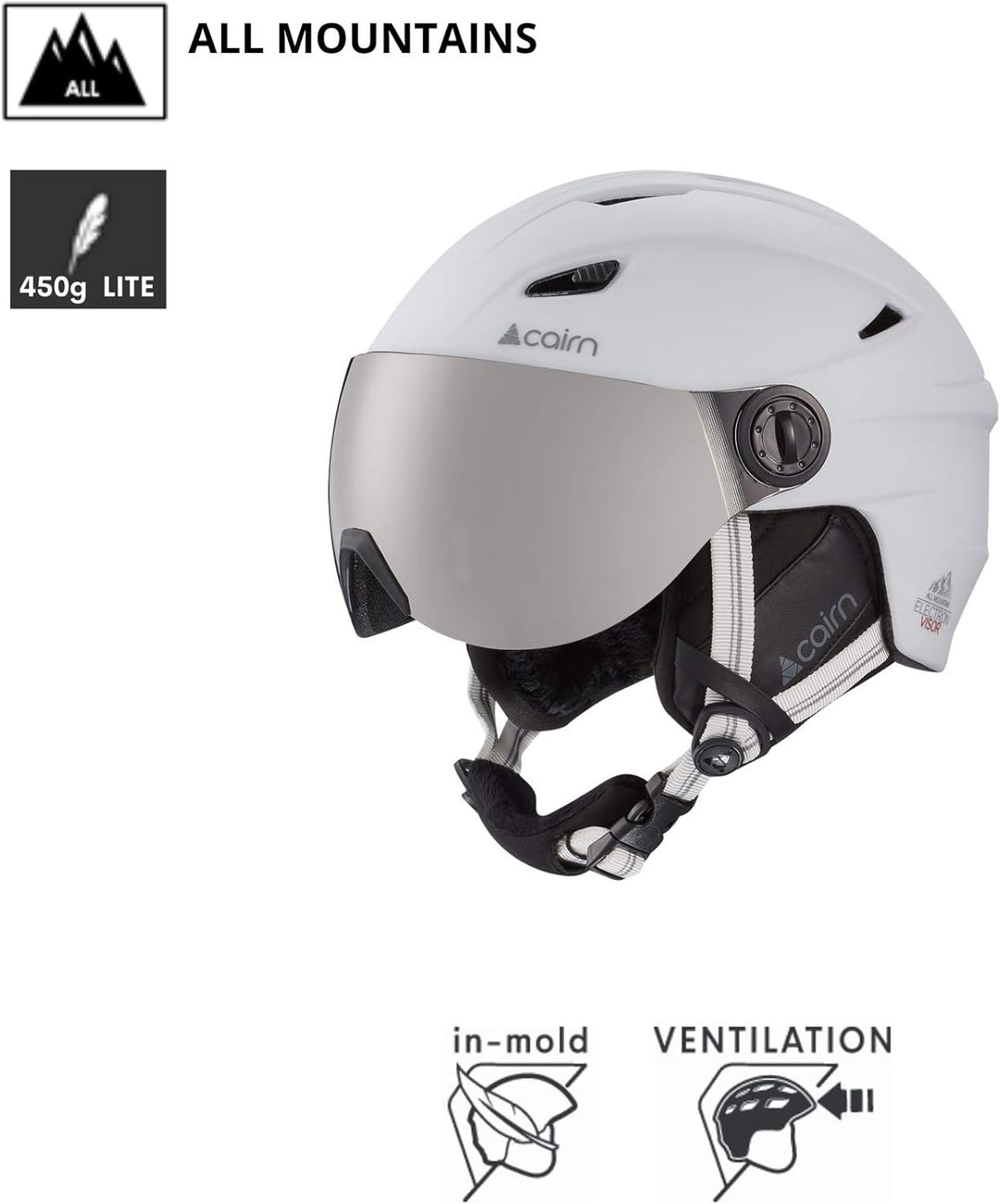 Cairn - Erwachsene Visor Skihelm Electron VIS S3, Snowboardhelm, Maximale Sicht, Anliegendes Visier,