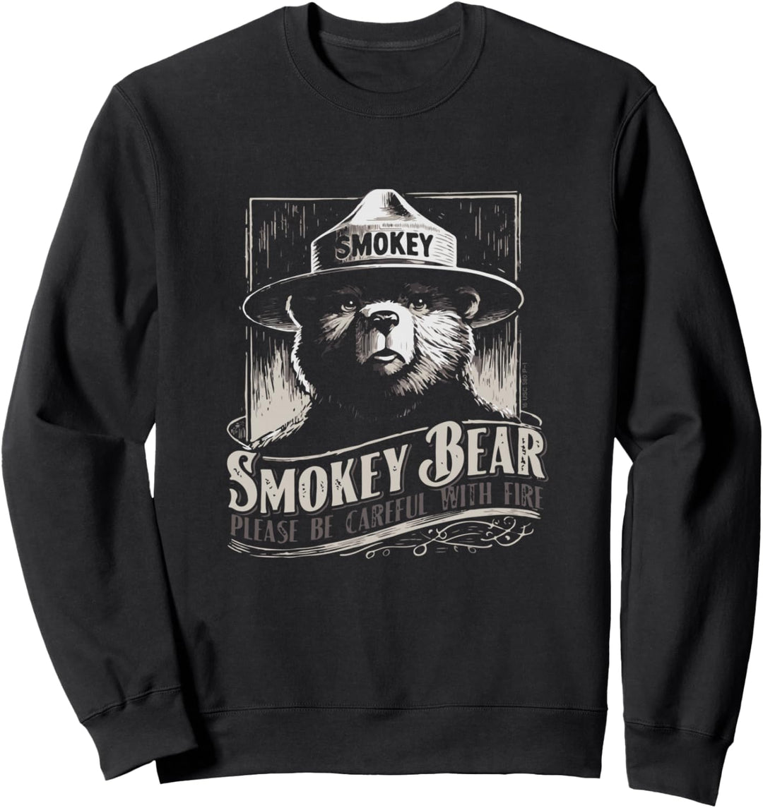 Smokey Bear WPA Poster Style Prevent Wildfires Vintage Sweatshirt